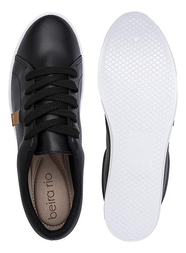 Tênis Feminino Beira Rio Texturizado Preto Sola Branca