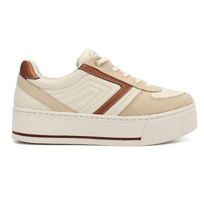 TENIS ESPORTIVO EM SINTETICO FEMININO SOLADO SINTETICO - CAMURÇA PLUS/PALHA