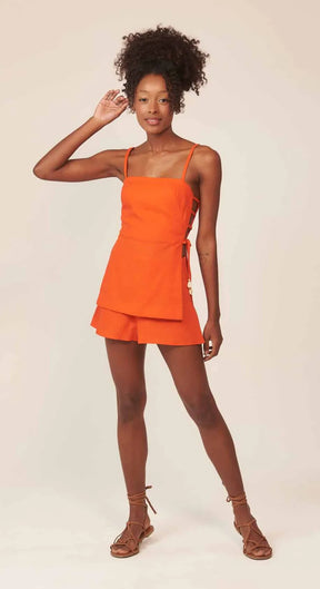 Bata de linho laranja-urucum Marcela