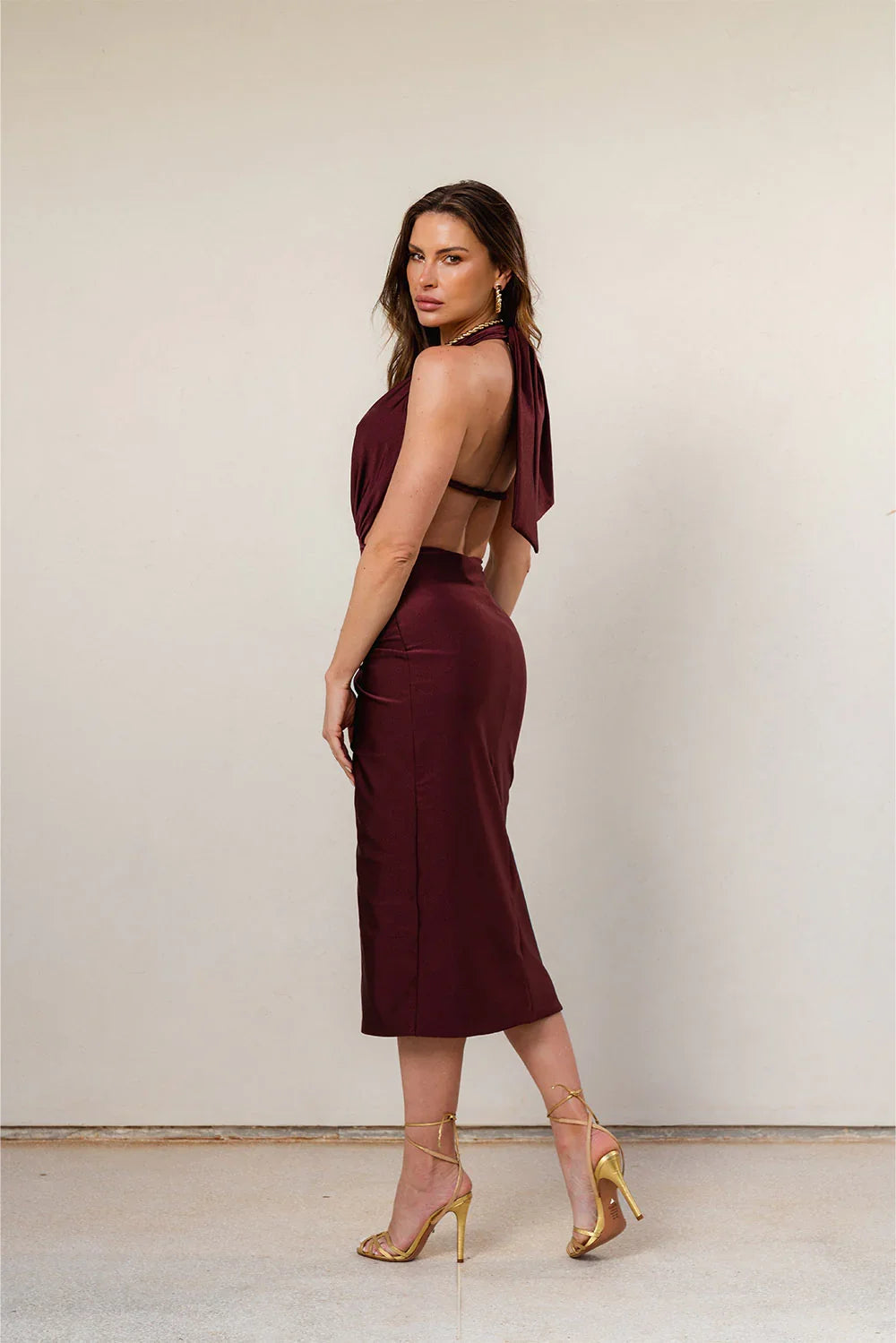 Vestido Positano Bordô