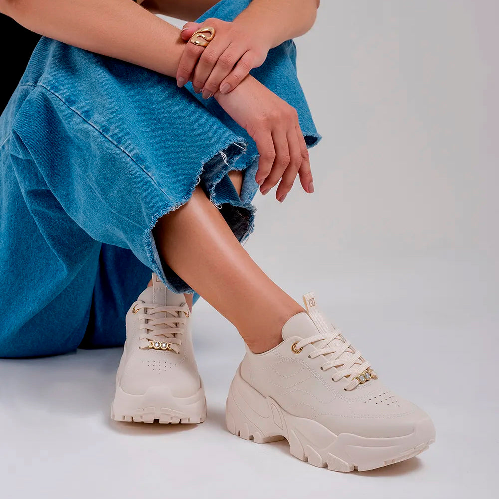 TENIS ESPORTIVO EM SINTETICO FEMININO SOLADO SINTETICO - NAPA BLESS PLUS/COCONUT