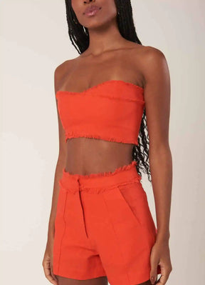 Top de Linho laranja-urucum Milena