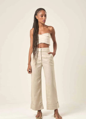 Blazer de linho areia Roberta