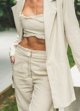 Blazer de linho areia Roberta