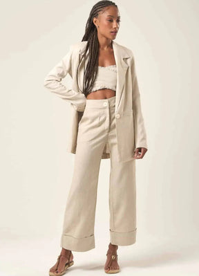 Blazer de linho areia Roberta