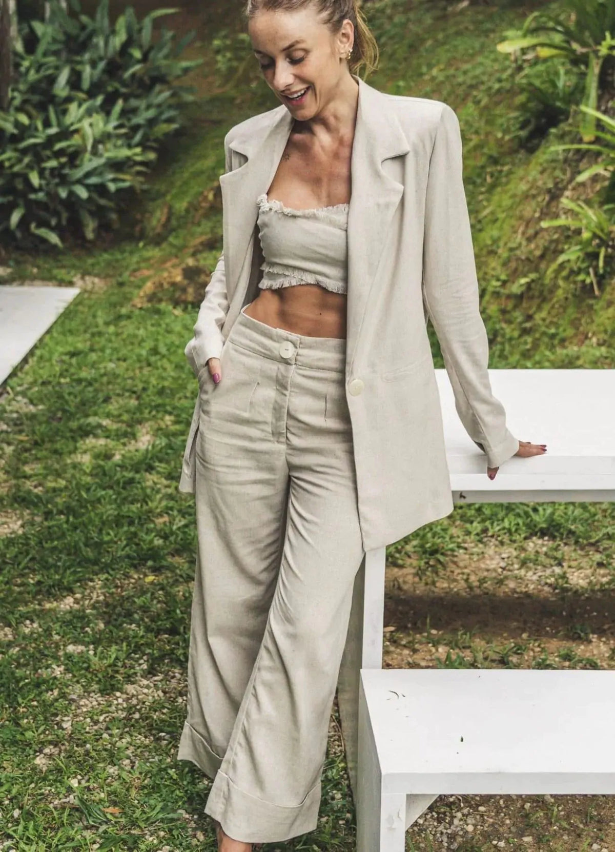 Calça de linho areia Julia