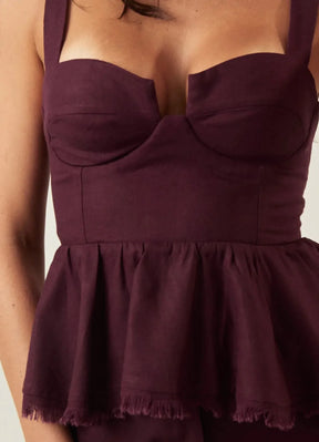 Top de linho jabuticaba Flora