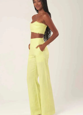 Calça de linho verde-melão Gisela