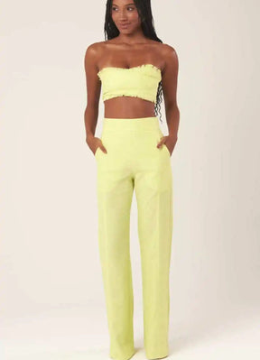 Calça de linho verde-melão Gisela