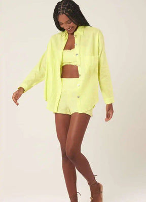 Camisa de linho verde-melão Ísis