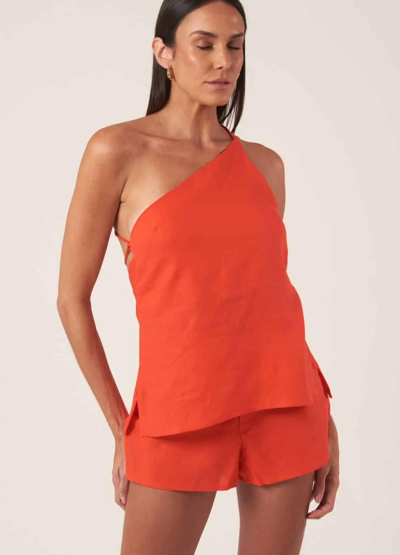 Bata de linho laranja-urucum Aila