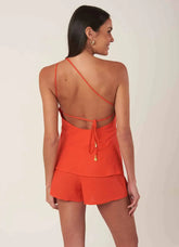 Bata de linho laranja-urucum Aila