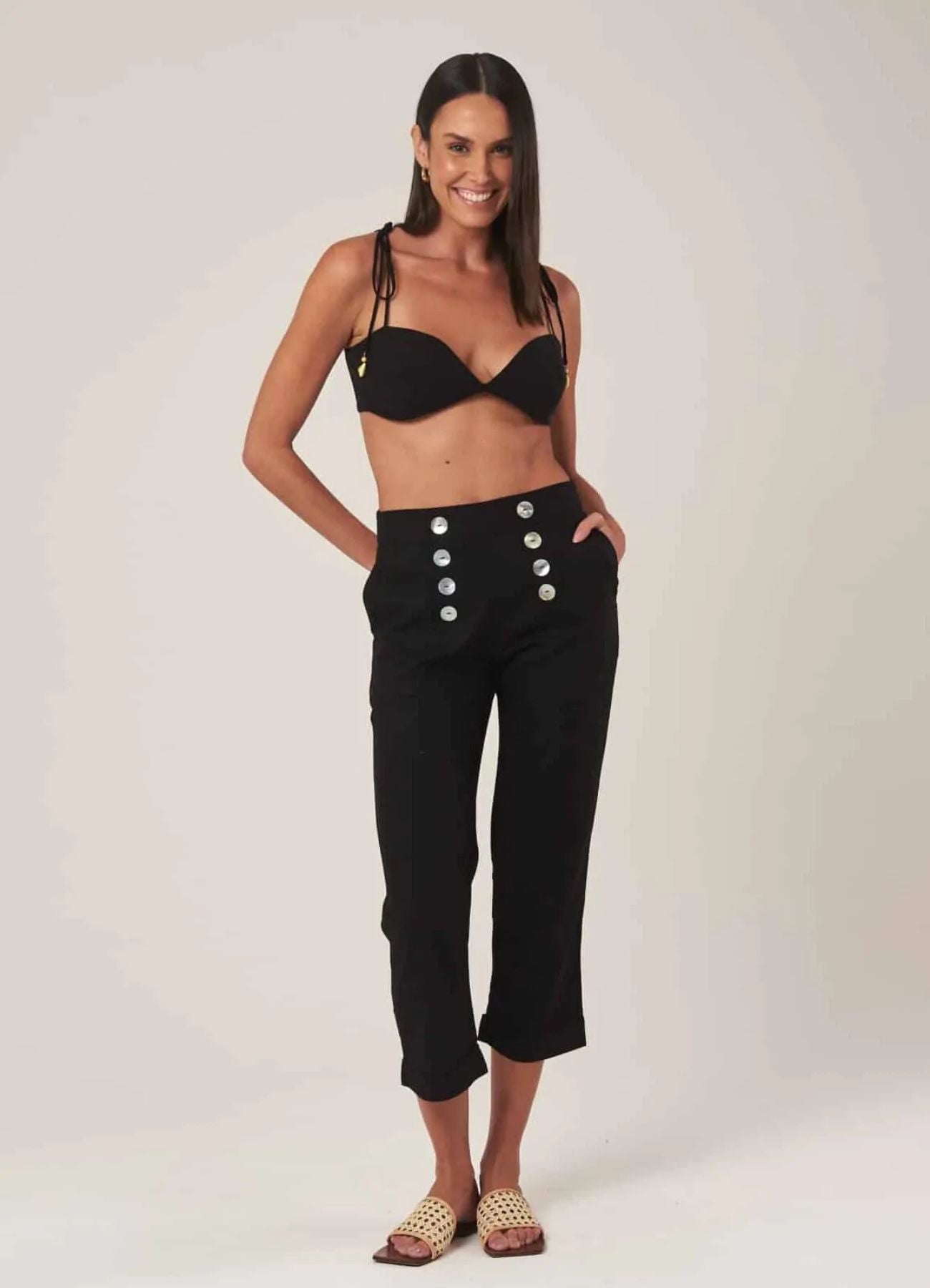 Calça de linho preto Margot