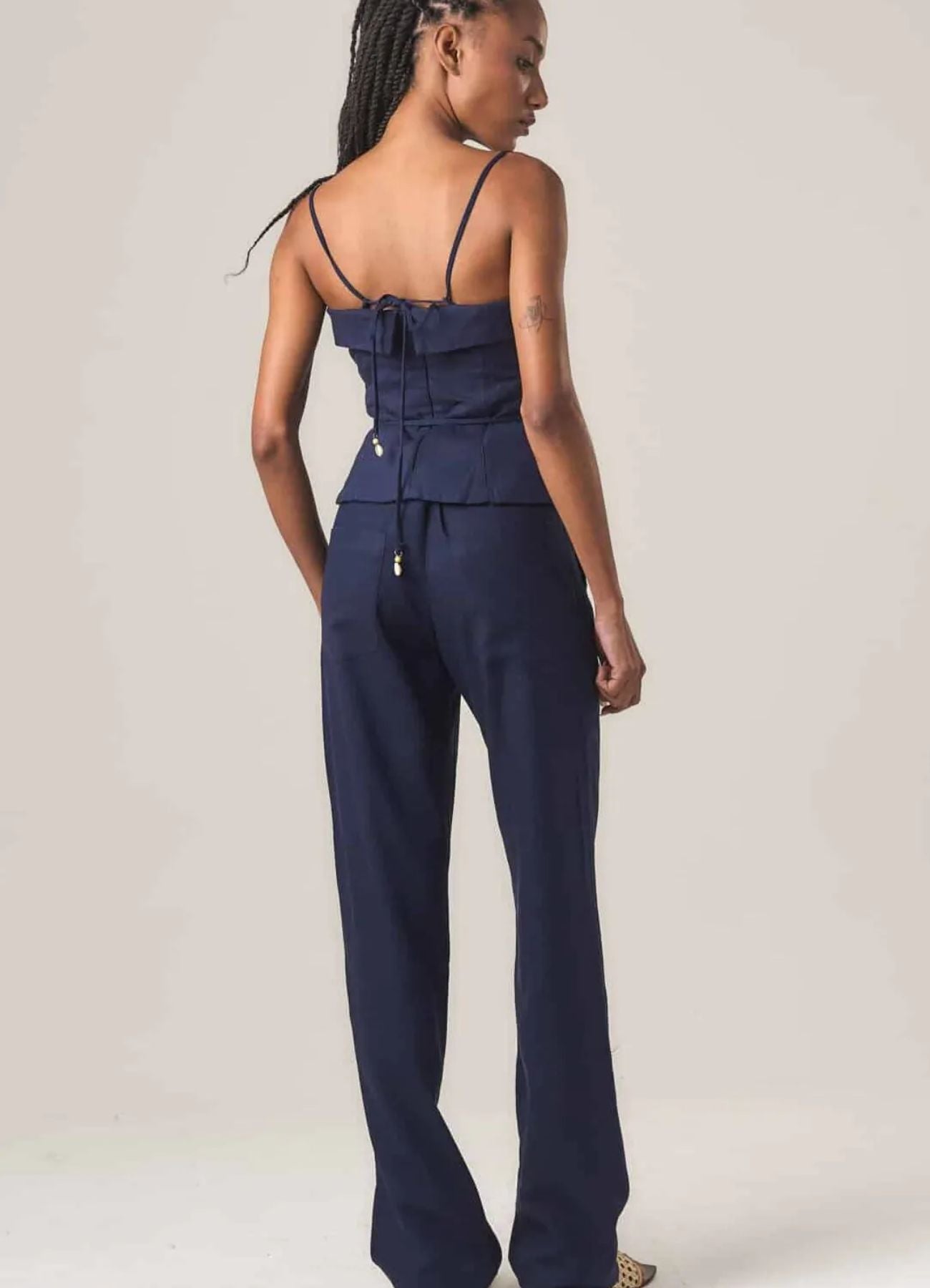 Top de linho marinho Cleo