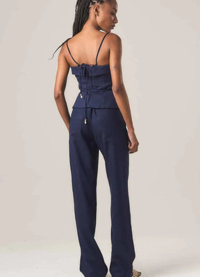 Top de linho marinho Cleo