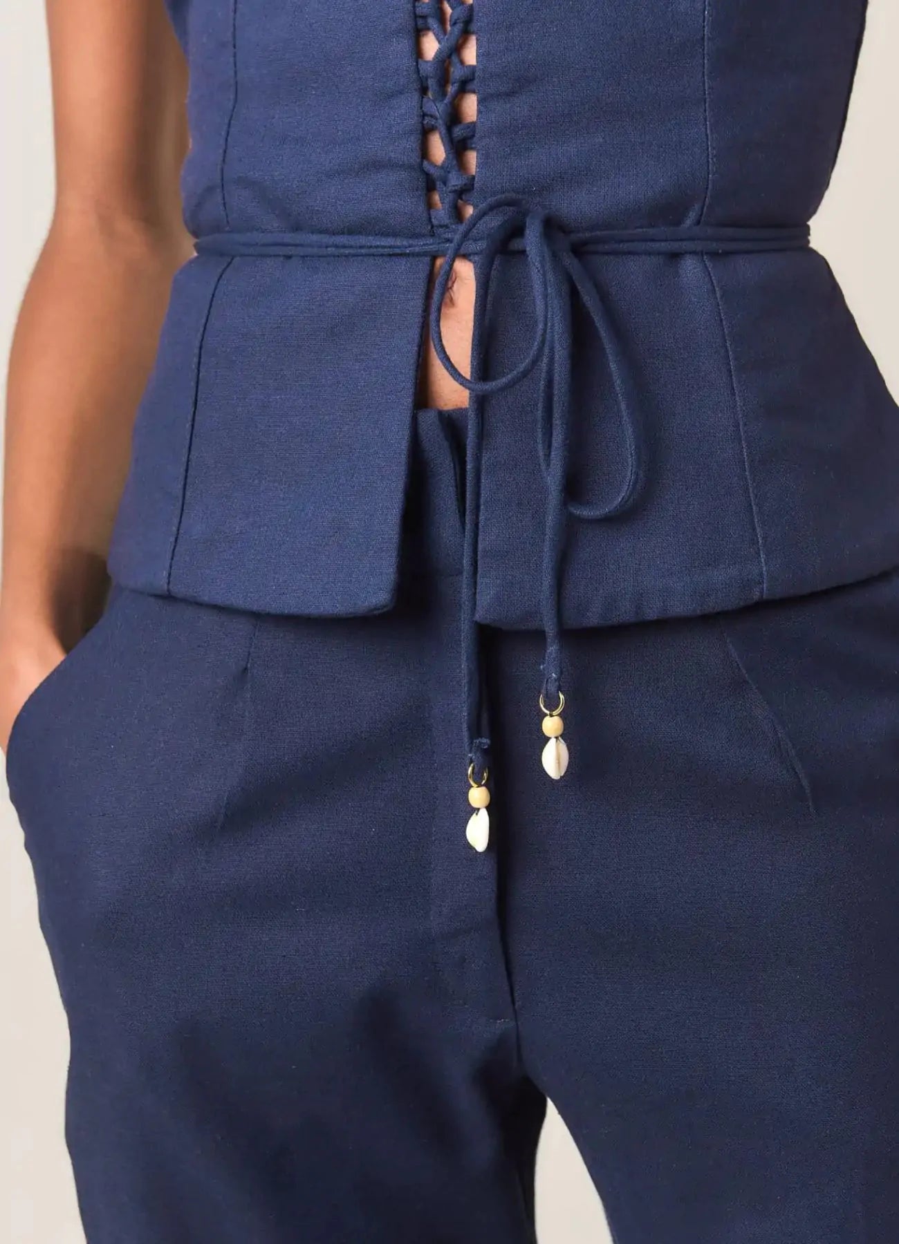 Top de linho marinho Cleo