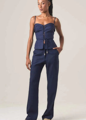 Top de linho marinho Cleo