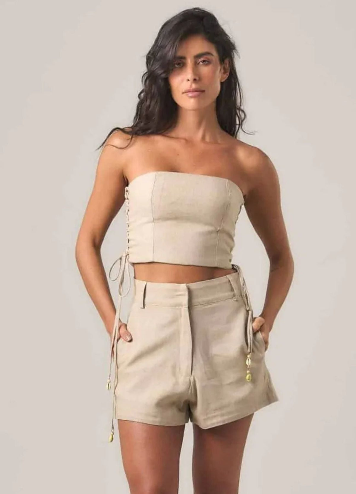 Top de linho areia Marcela