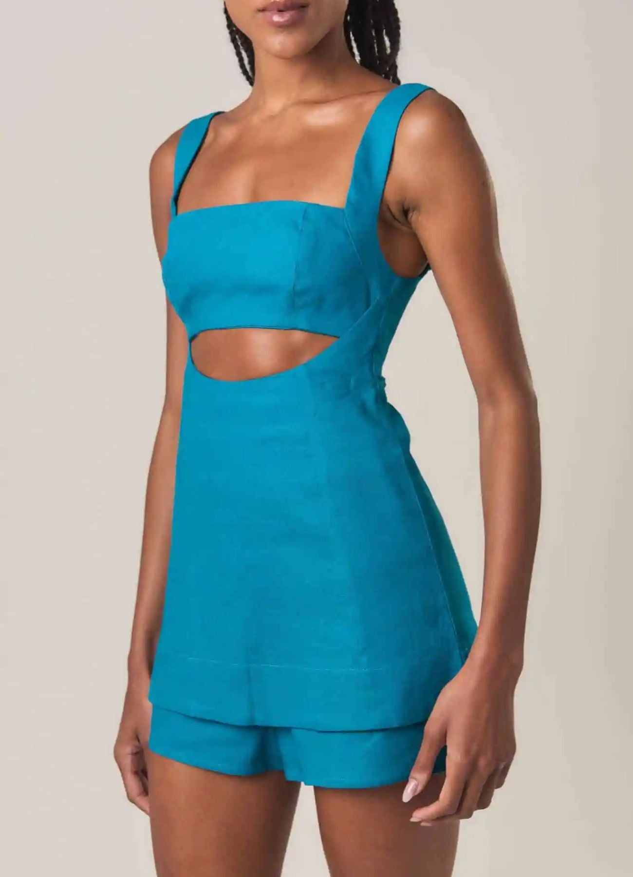 Bata de linho azul-netuno Lara