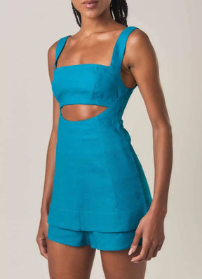 Bata de linho azul-netuno Lara