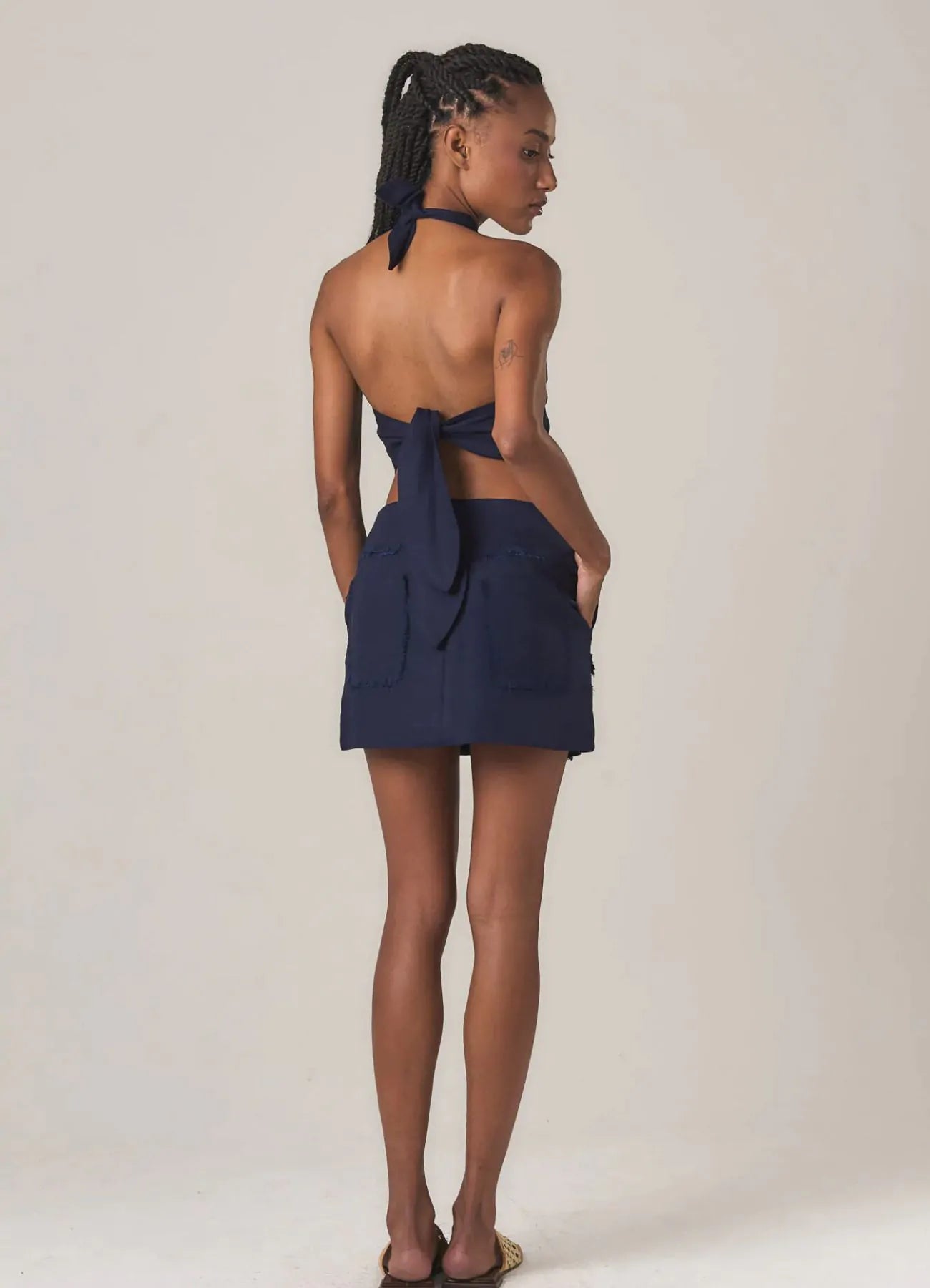 Top de linho marinho Amber