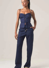 Calça de linho marinho Elisa