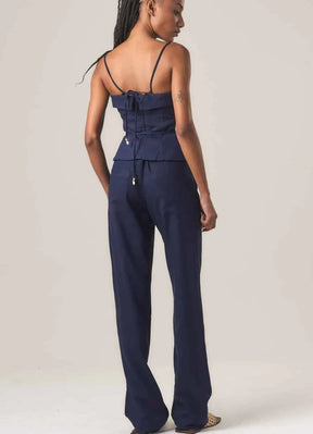 Calça de linho marinho Elisa