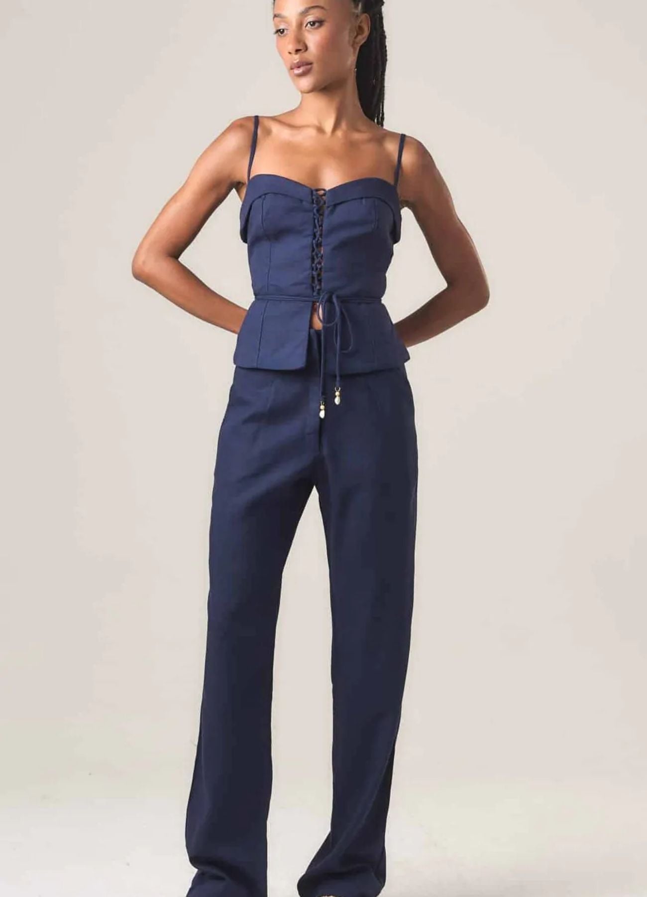 Calça de linho marinho Elisa