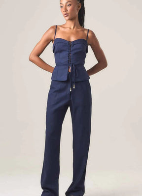 Calça de linho marinho Elisa