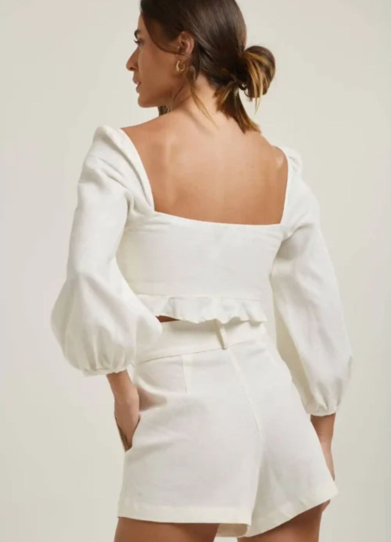 Top de linho off-white Teca