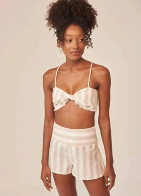 Short de linho listrado Paula