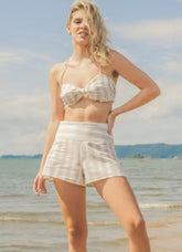 Short de linho listrado Paula