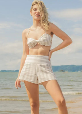 Short de linho listrado Paula