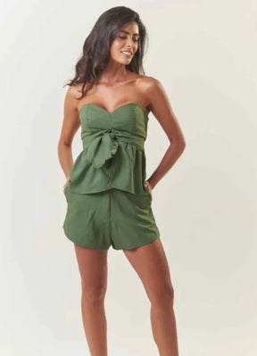 Top de linho verde Nicole