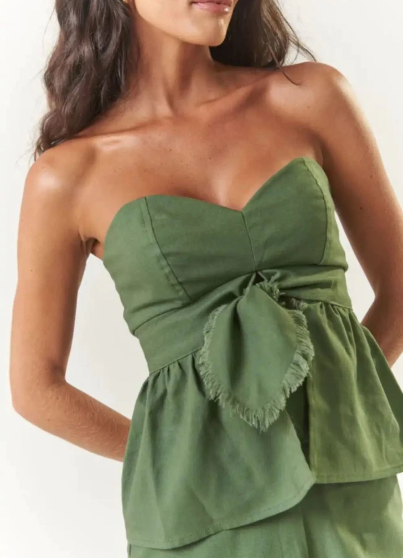 Top de linho verde Nicole