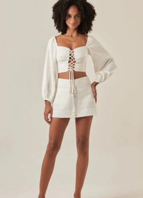 Top de linho off-white Heloisa