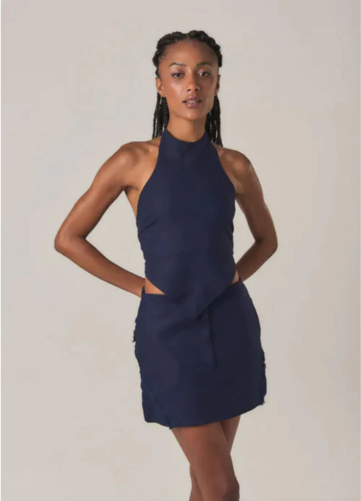 Top de linho marinho Amber