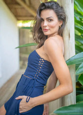 Top de linho marinho Marcela