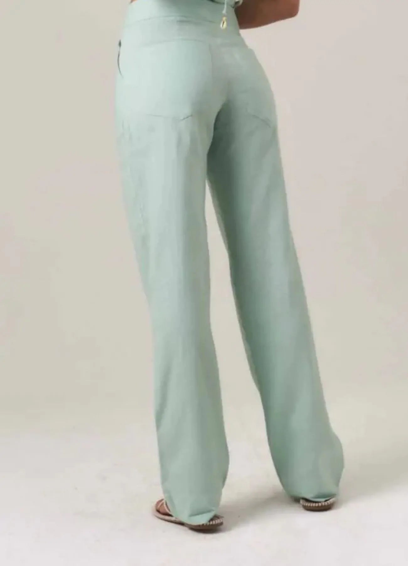 Calça de linho verde-menta Elisa