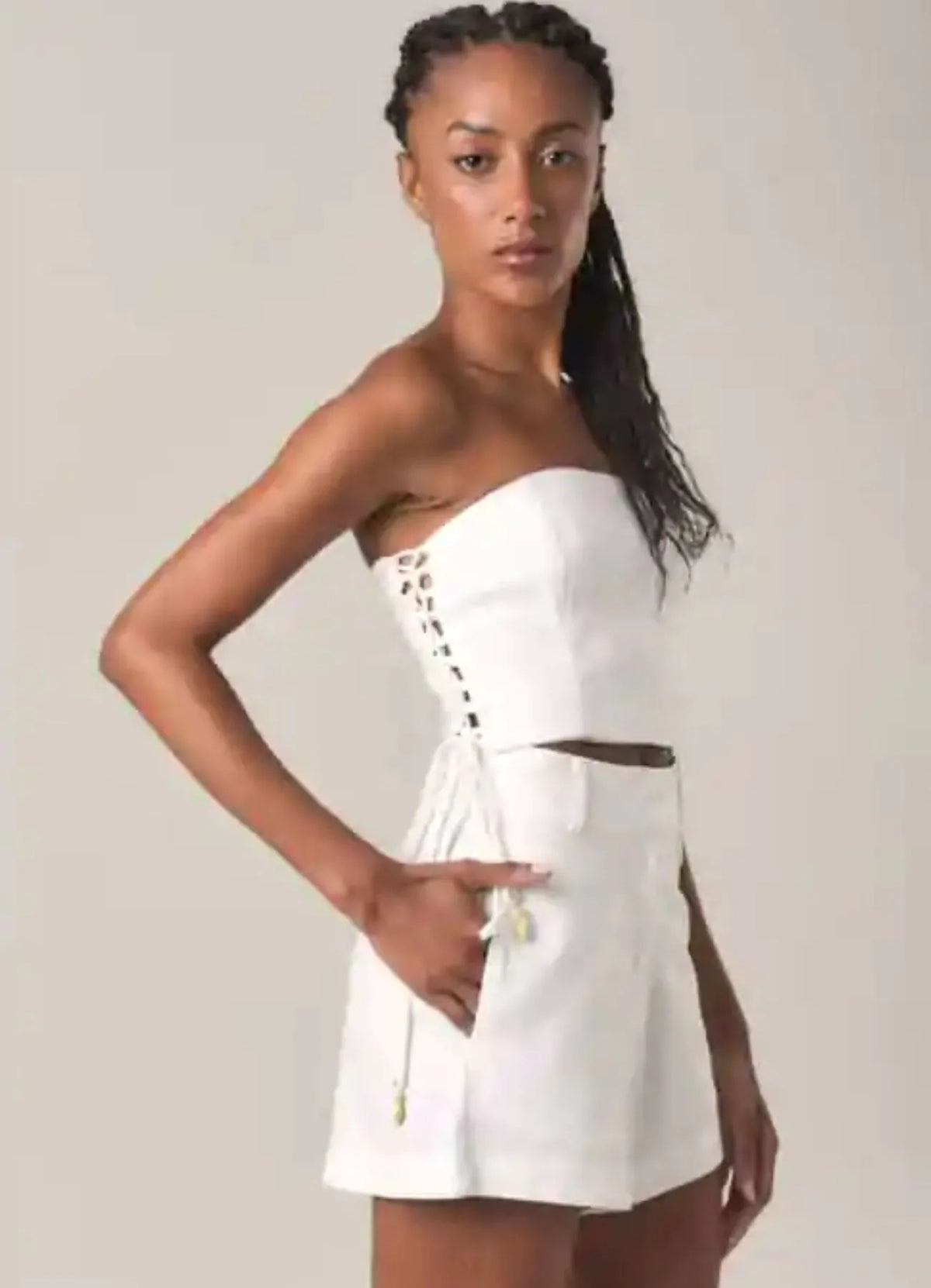 Top de linho off-white Marcela