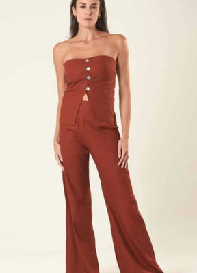 Calça de linho terracota Gisela