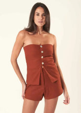 Top de linho terracota Mariana