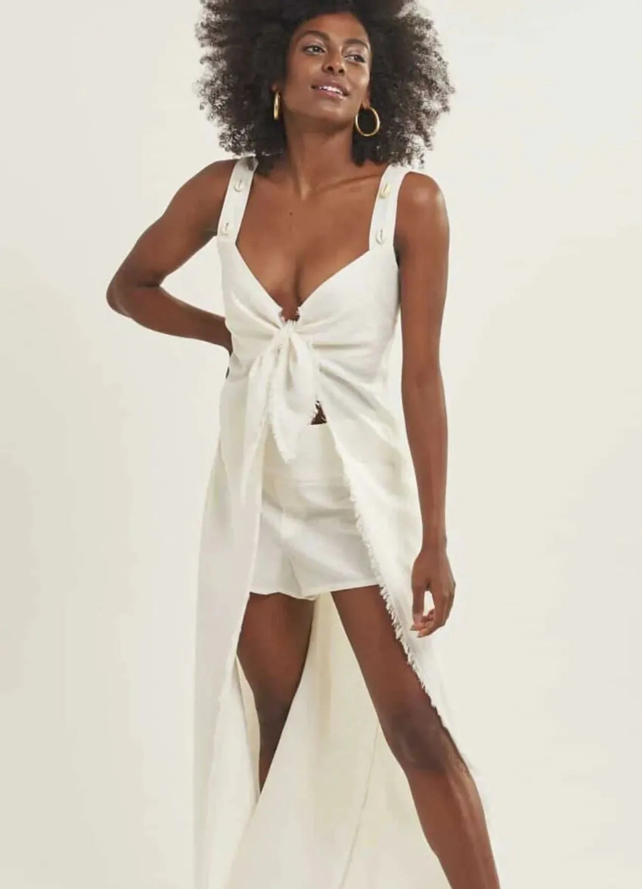 Tunica de linho off-white Mel