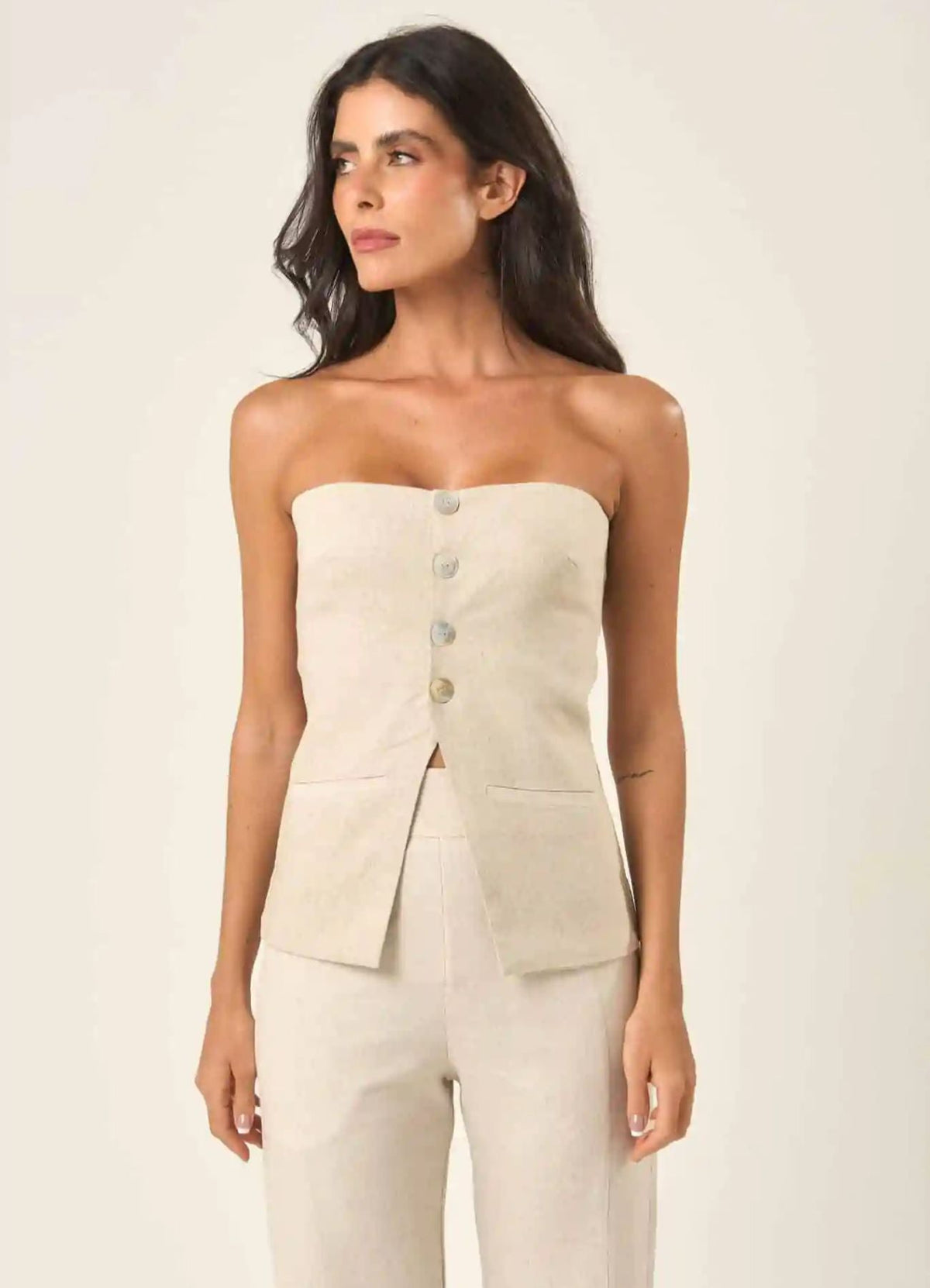 Top de linho areia Mariana