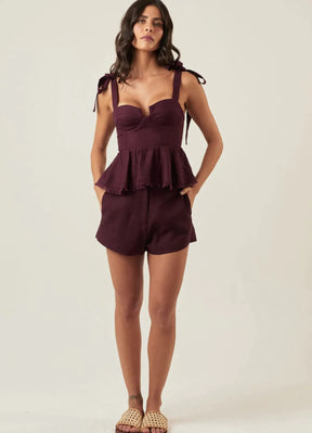 Top de linho jabuticaba Flora