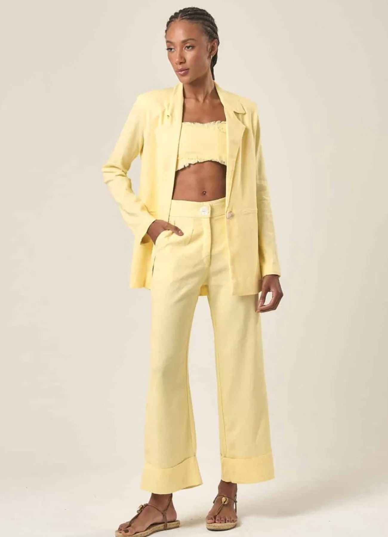 Calça de linho baunilha Julia