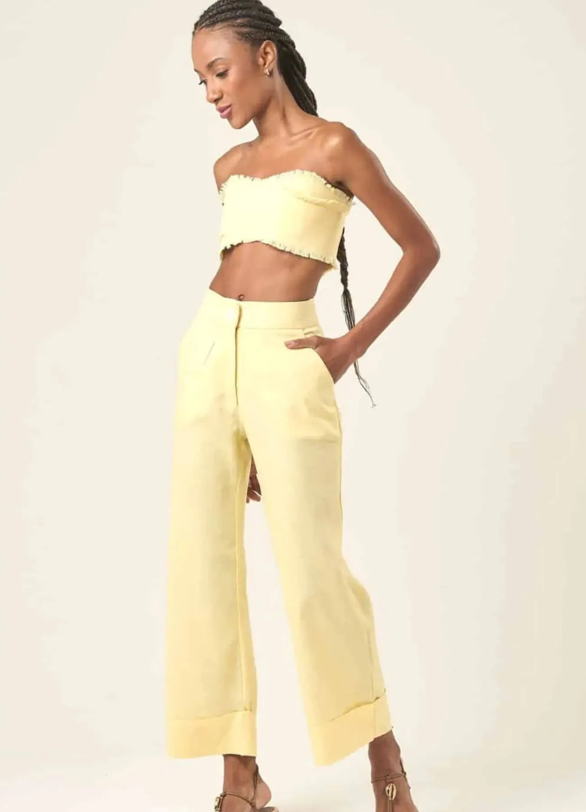 Calça de linho baunilha Julia