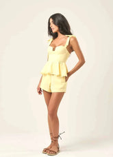 Top de linho baunilha Flora