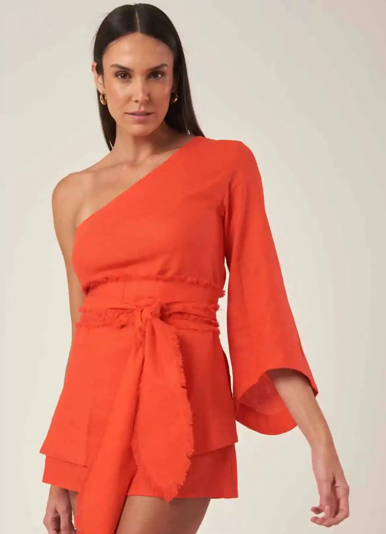 Bata de linho laranja-urucum Milena