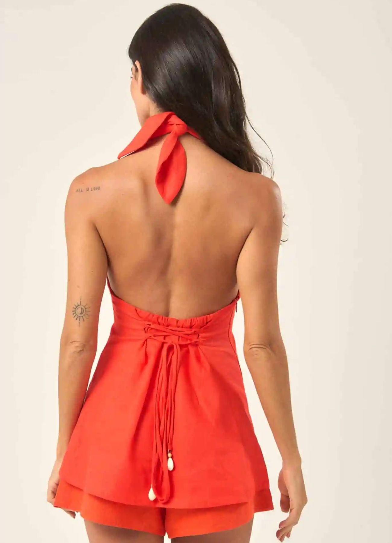 Bata de linho laranja-urucum Luisa